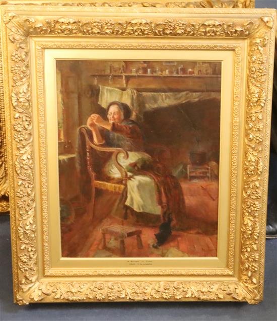 Prof. Charles G. Hards (fl.1883-1891) A Stitch in Time 19.5 x 15.5in.